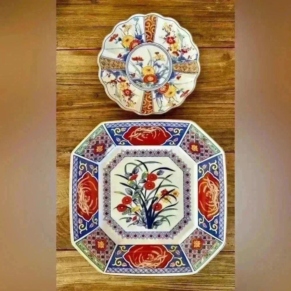 Vintage  Japanese Midcentury Modern Plates, set of 2. Arita Fine China & Mann